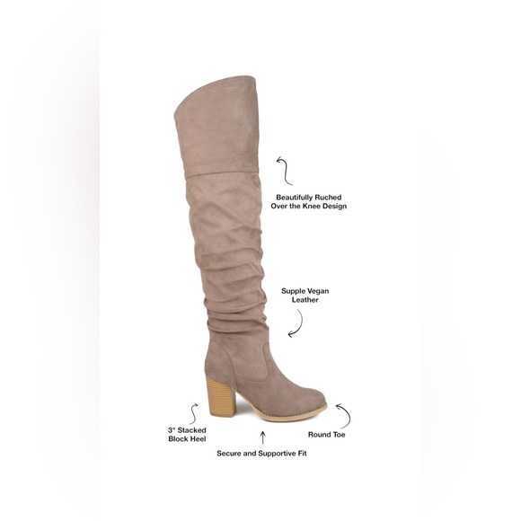 Journee Womens Kaison Wide Width Wide Calf Stacked Heel Over The Knee Boots 7.5 - Picture 2 of 7